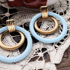 「ブラブラパステル&ゴールドリング」ピアス