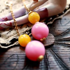 「ブラブラマーブルラウンドツインロング」ピアス