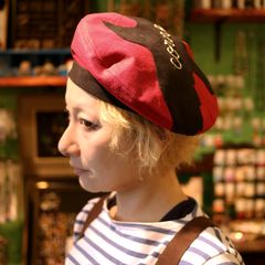 【送料無料対象外】刺繍ベレーカラス レッド / Chapon