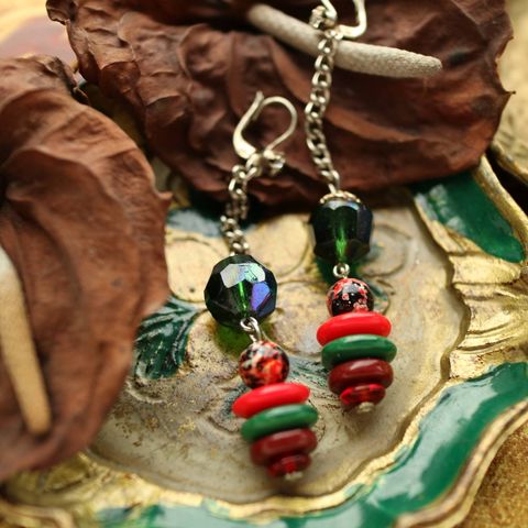「ブラブラカラフルおはじき&マーブル」ピアス フランス