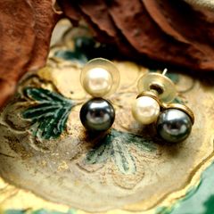 「パール&グレーツイン」ピアス フランス