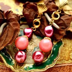 「ブラブラピンクラウンド&ロック」ピアス フランス