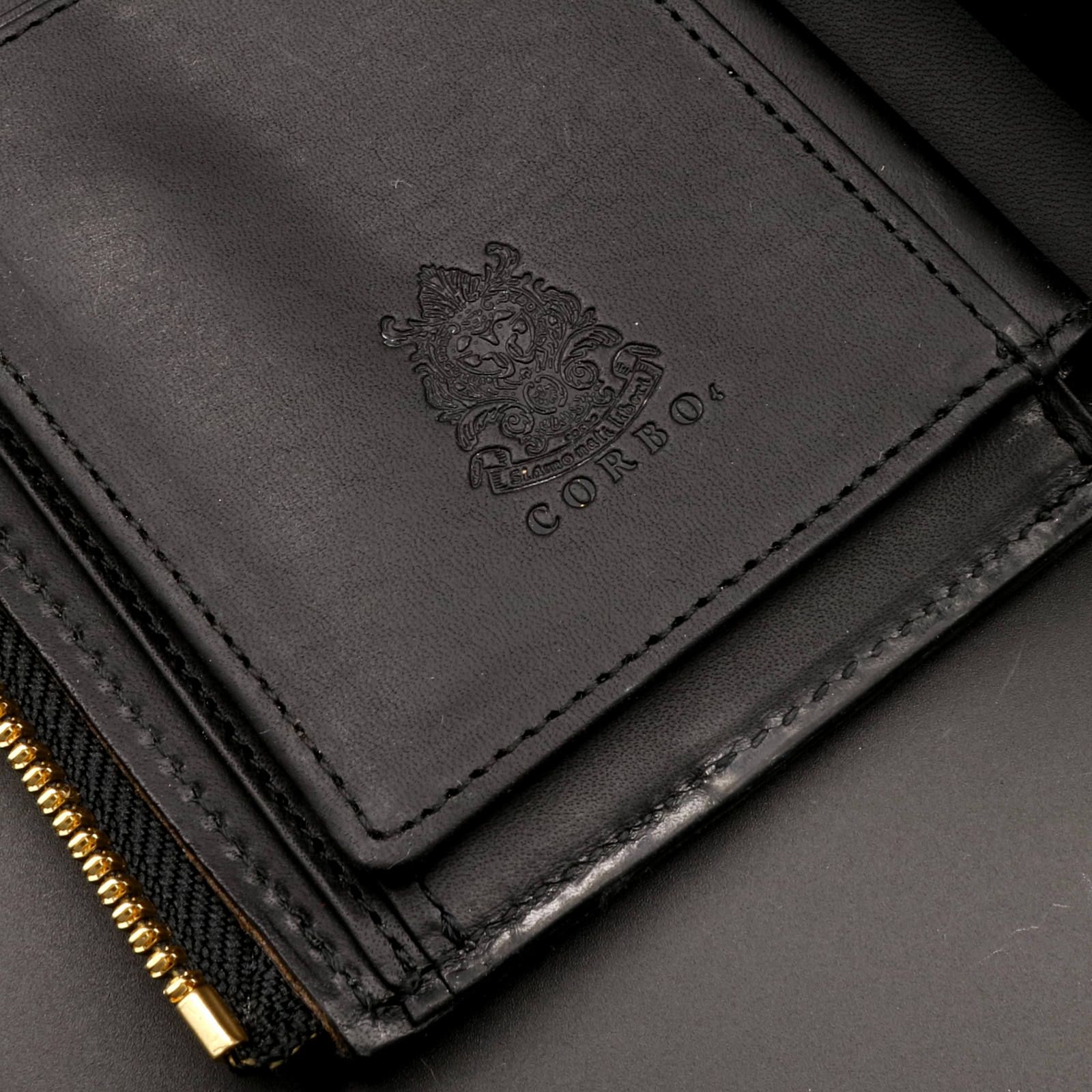 「SLATE」 L字ファスナー折財布/ブラック
