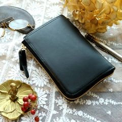 「SLATE」 L字ファスナー折財布/ブラック