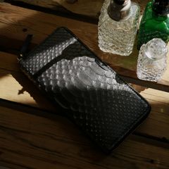 「HEBI」ラウンド長財布/ブラック