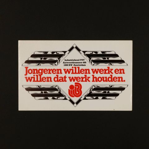 jongeren willen werk en willen dat  werk houden ヴィンテージステッカー オランダ