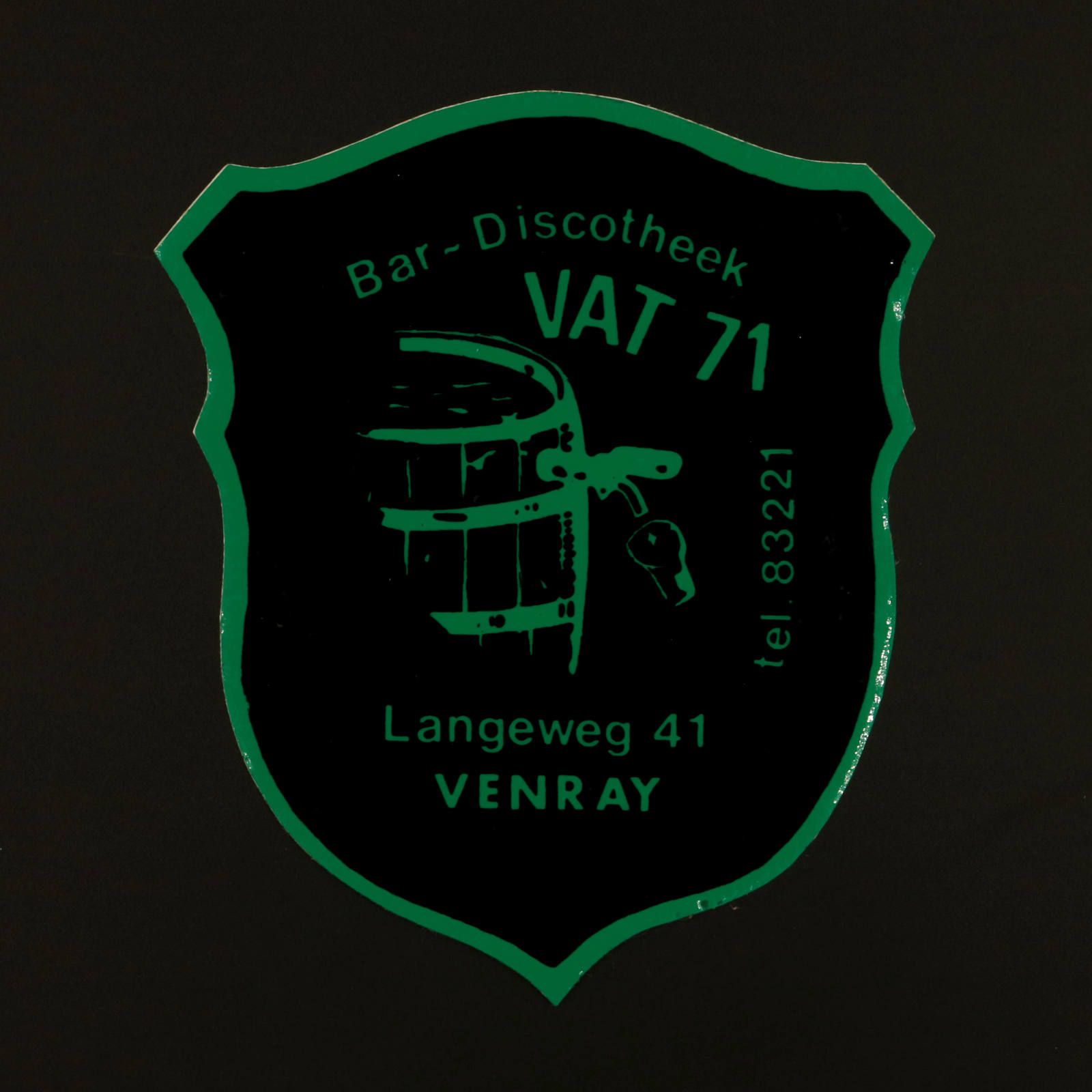 Bar Discotheek VAT 71 ヴィンテージステッカー オランダ