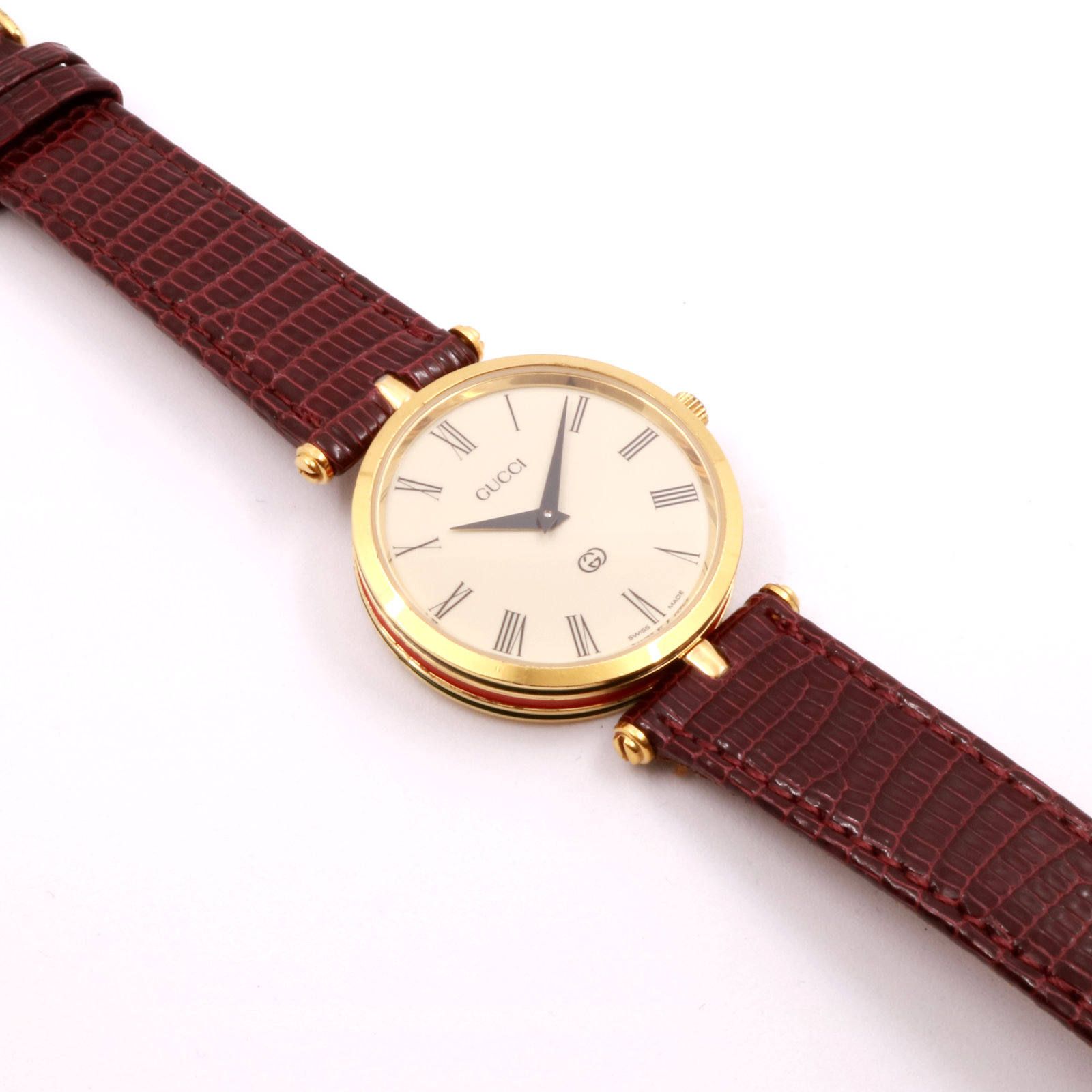 「シェリーライン」VINTAGE WATCH GOLDxECRU DIAL 【GUCCI】 1980~90's メンズ