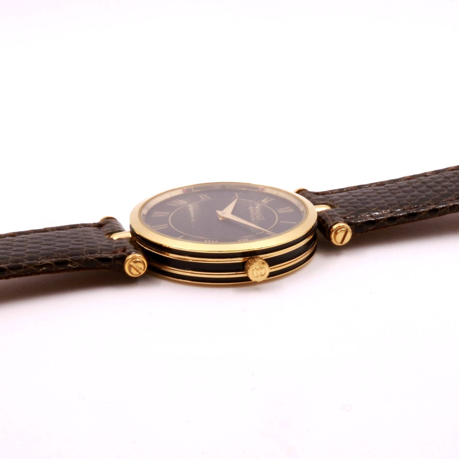 「シェリーライン」VINTAGE WATCH GOLDxBLACK DIAL 【GUCCI】 1980~90's メンズ