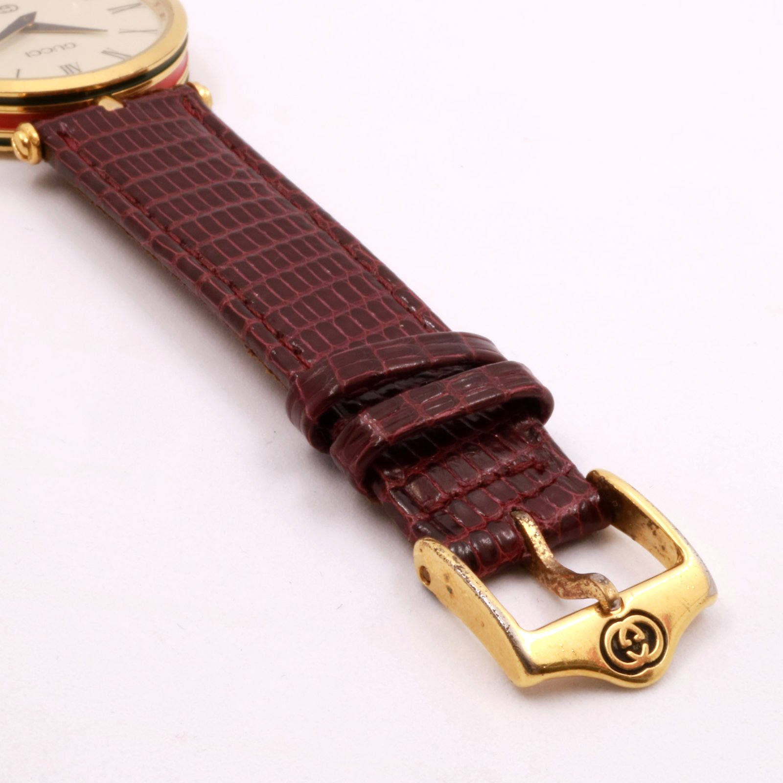 「シェリーライン」VINTAGE WATCH GOLDxECRU DIAL 【GUCCI】 1980~90's メンズ