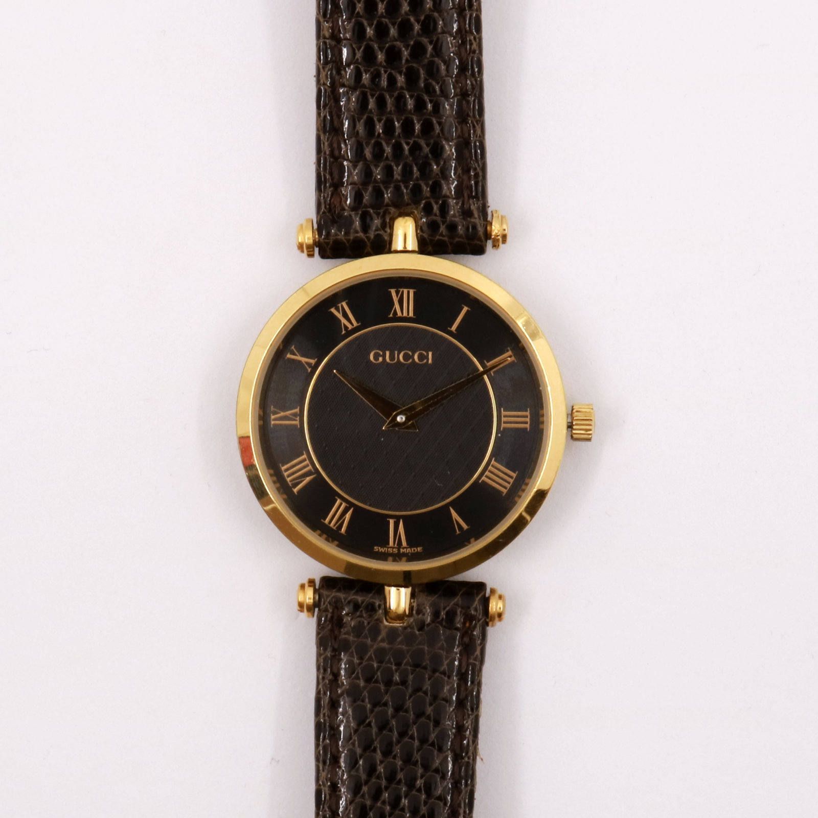 「シェリーライン」VINTAGE WATCH GOLDxBLACK DIAL 【GUCCI】 1980~90's メンズ