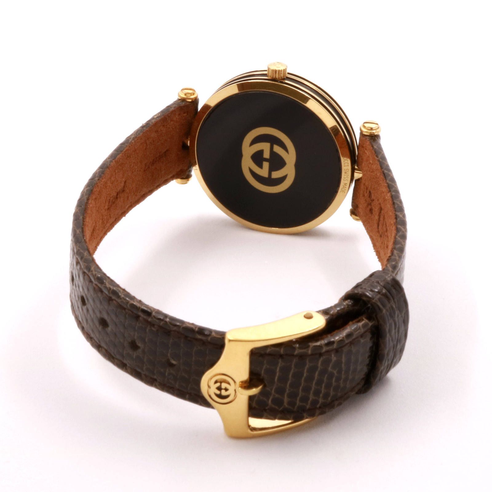 「シェリーライン」VINTAGE WATCH GOLDxBLACK DIAL 【GUCCI】 1980~90's メンズ