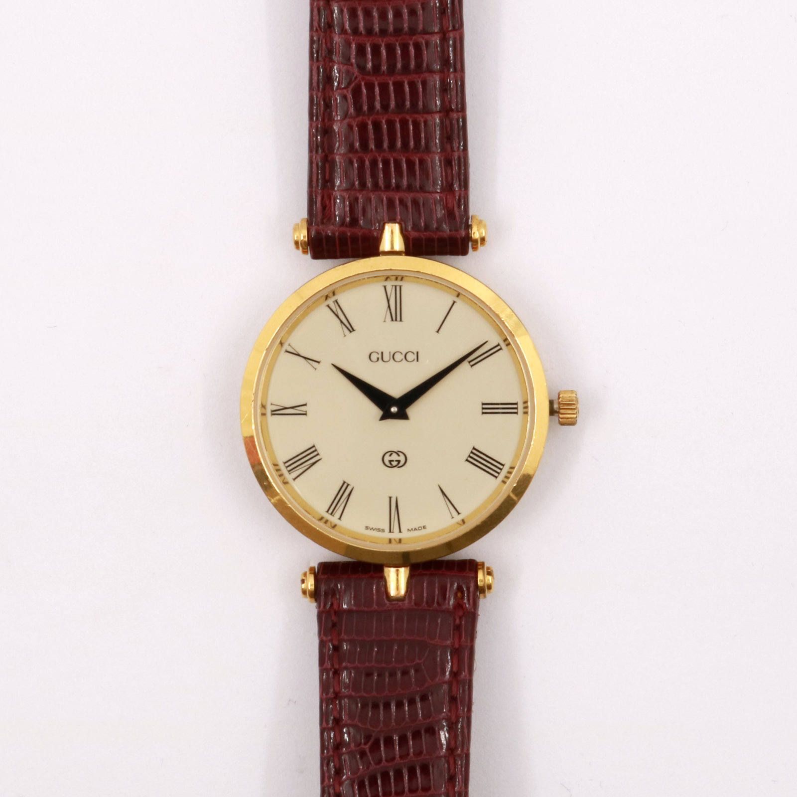 「シェリーライン」VINTAGE WATCH GOLDxECRU DIAL 【GUCCI】 1980~90's メンズ