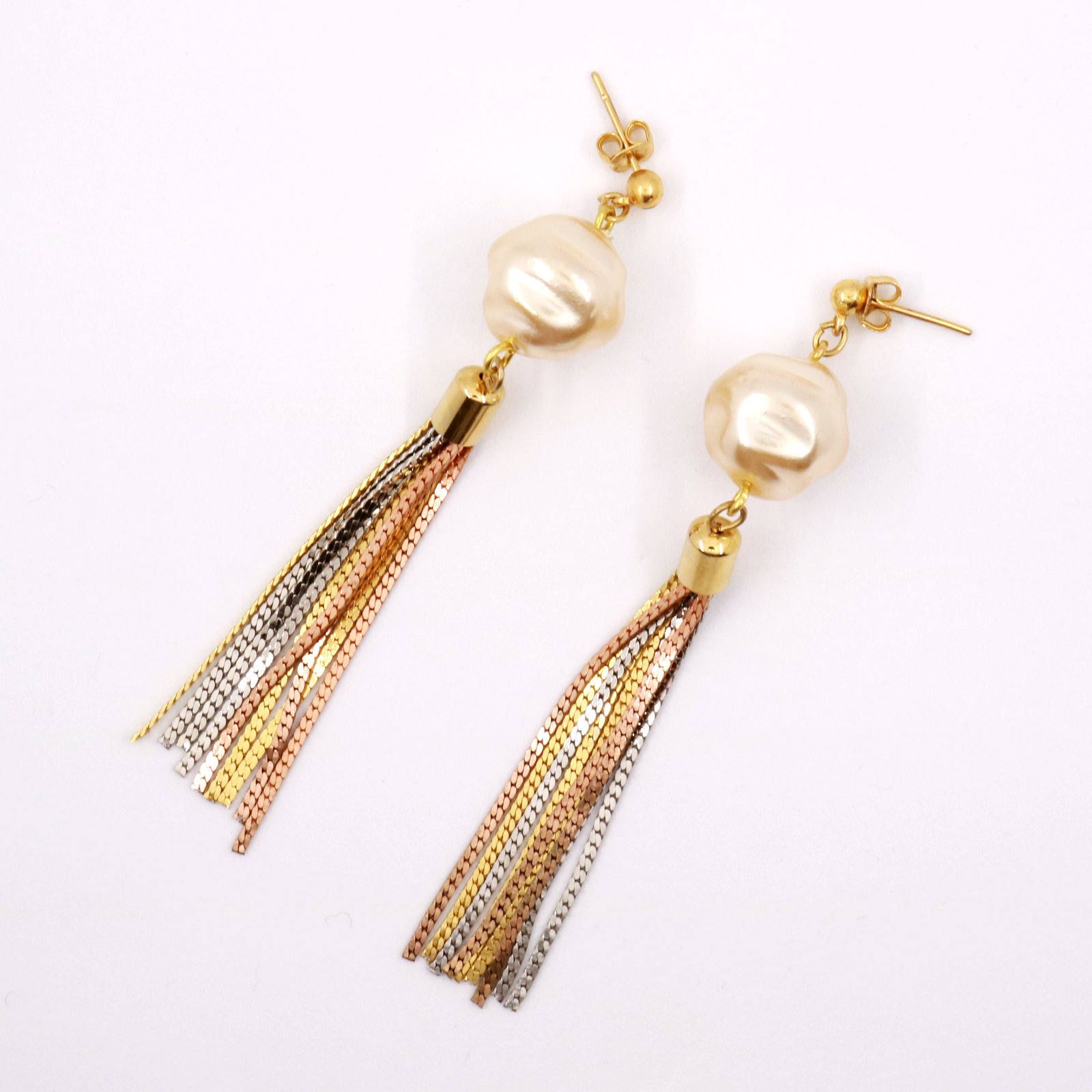 「ブラブラグリッタータッセル&パール」ピアス フランス