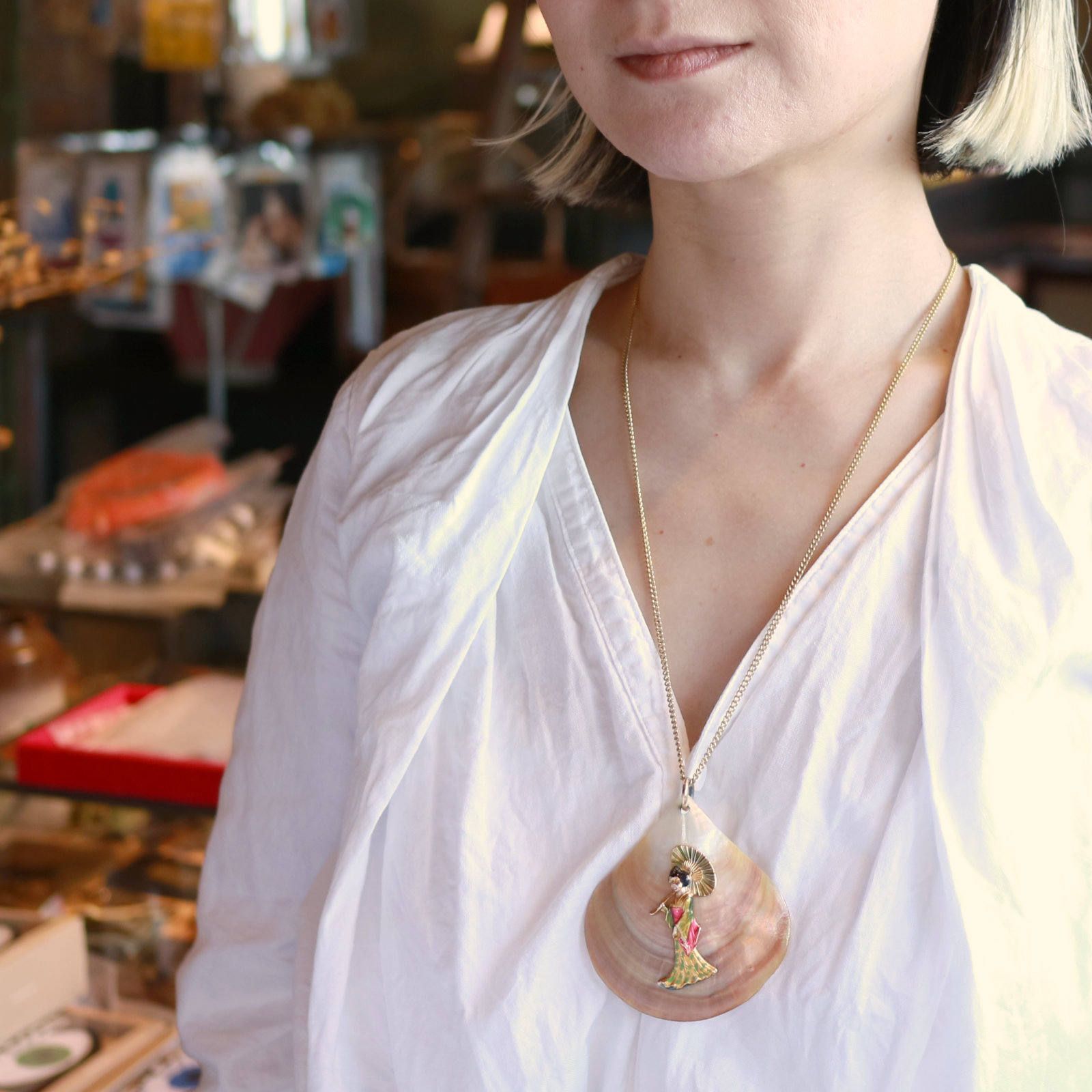 「70sシエルペンダント芸者モチーフ」ネックレス フランス
