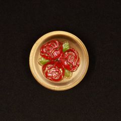「薔薇3輪」チェコヴィンテージガラスボタン