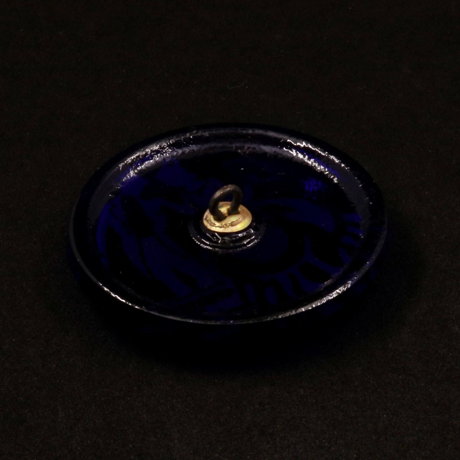 「ロココカップルロイヤルブルー」チェコヴィンテージガラスボタン
