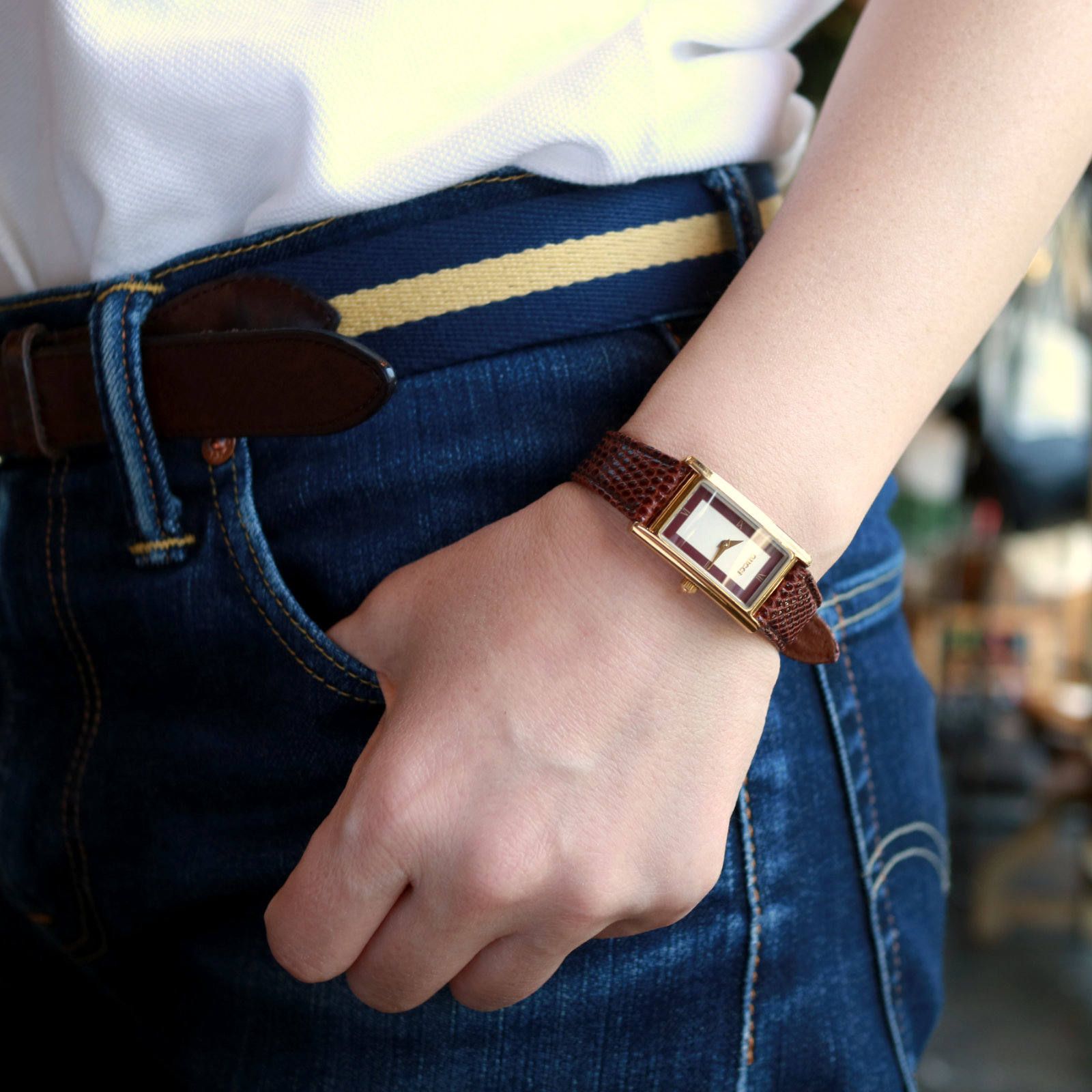 「2600L」VINTAGE WATCH ECRU DIAL with GOLD CASE【GUCCI】 1980~90's メンズ