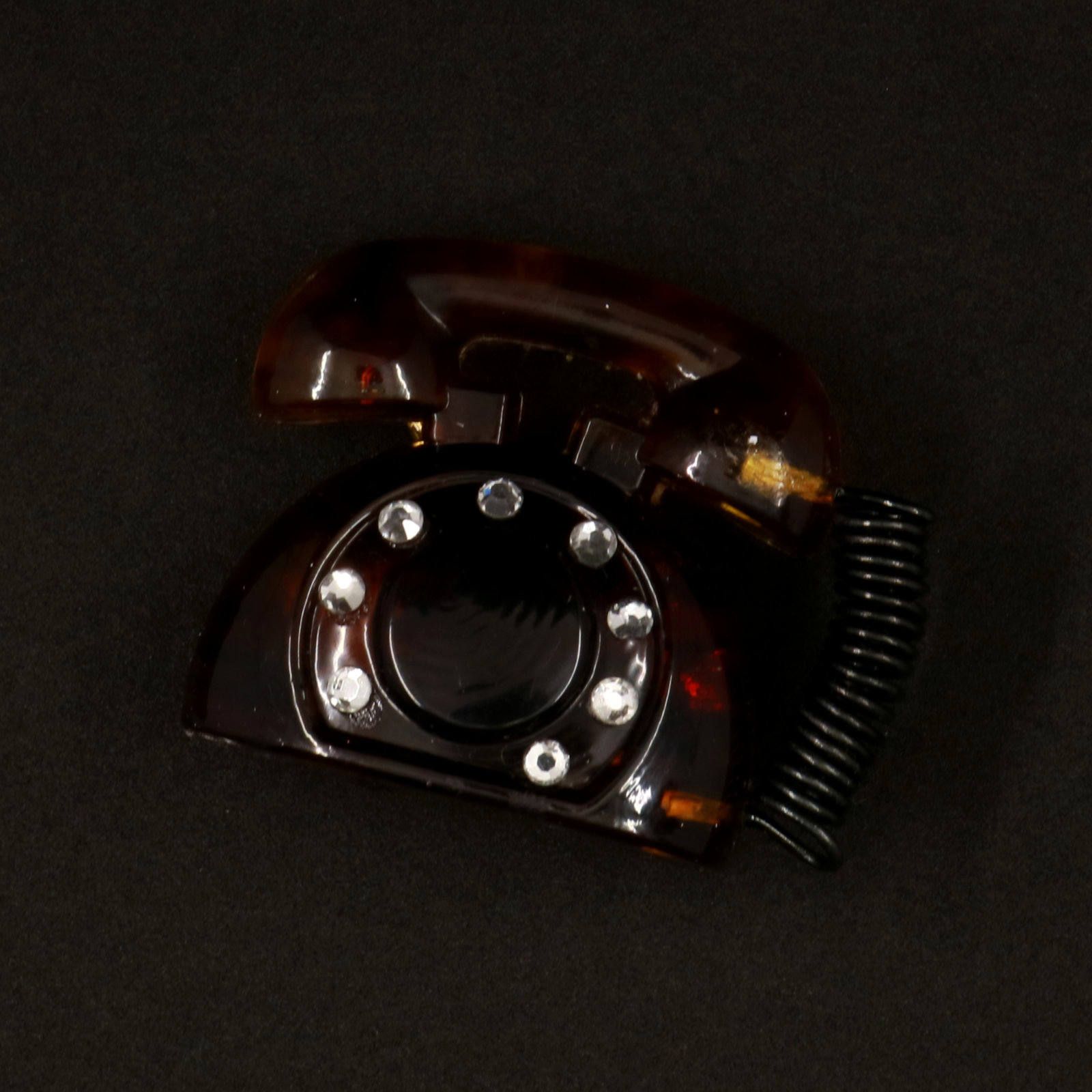 「ラインストーン付きレトロ電話」 ブローチ 40'sスタイル