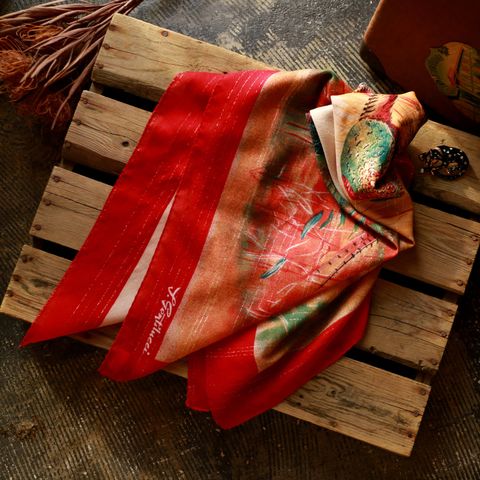 「ラメ刺繍キジ」ヴィンテージスカーフ
