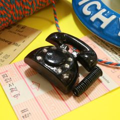 「ラインストーン付きレトロ電話」 ブローチ 40'sスタイル