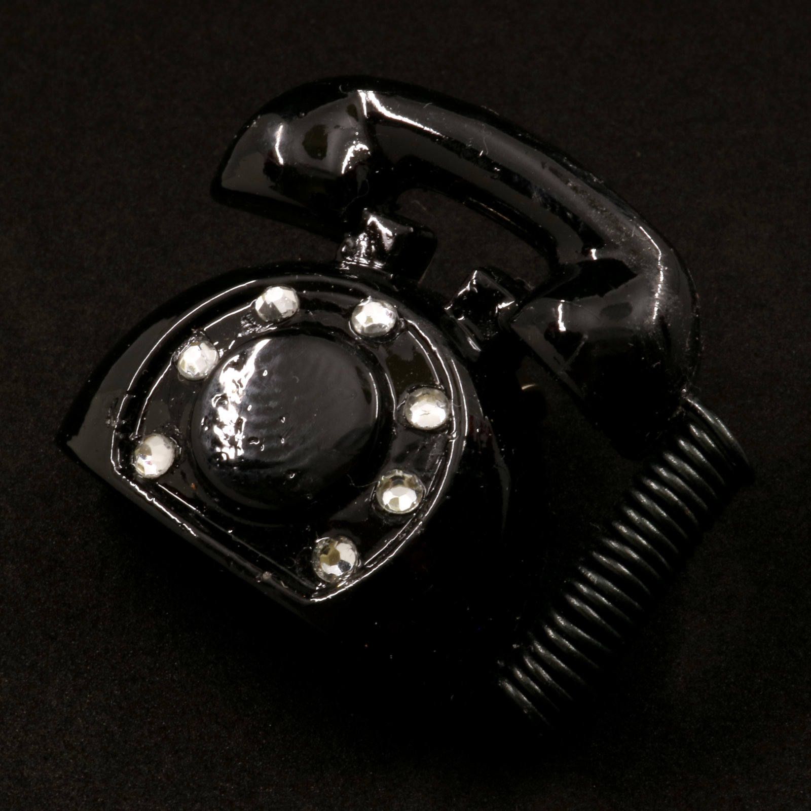 「ラインストーン付きレトロ電話」 ブローチ 40'sスタイル