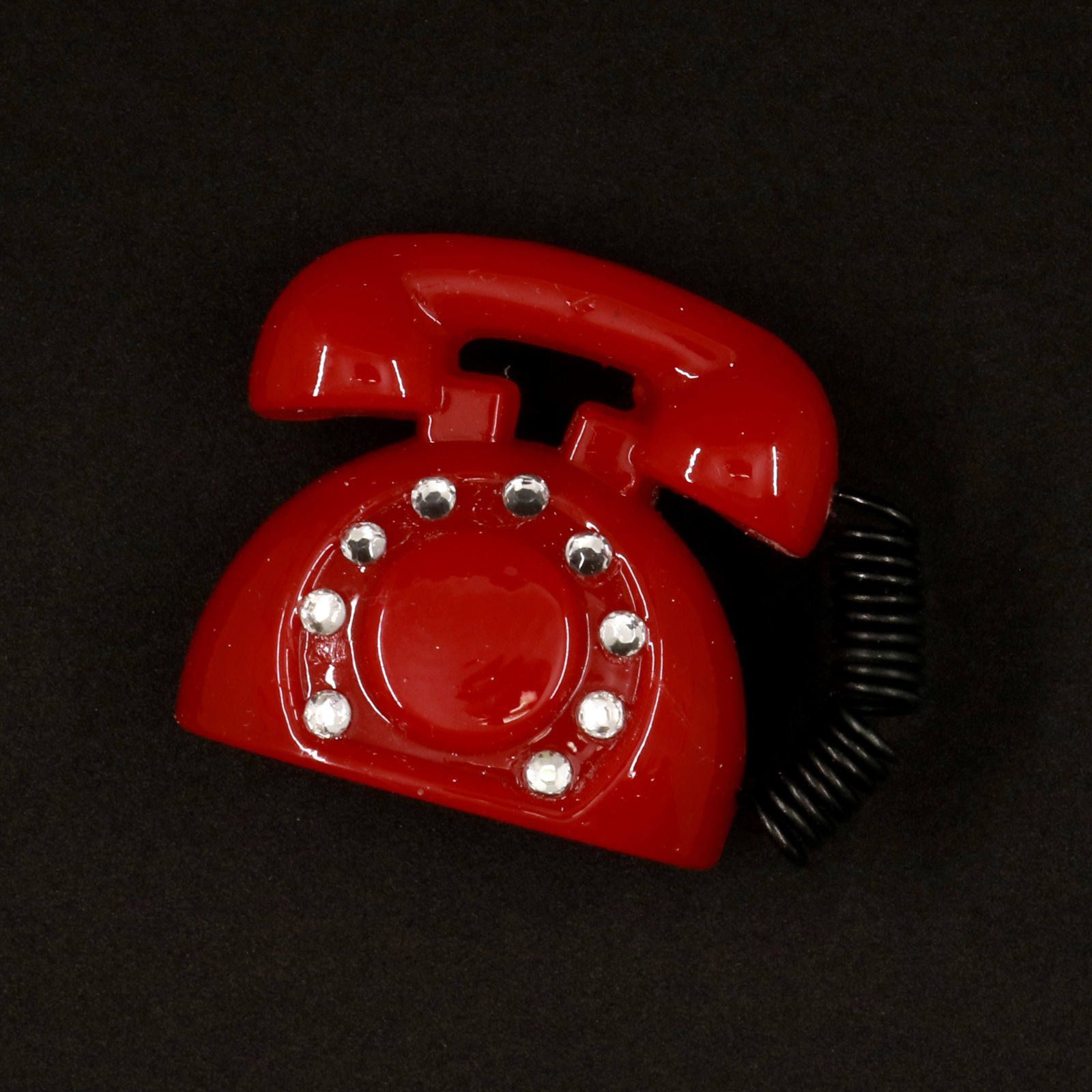 「ラインストーン付きレトロ電話」 ブローチ 40'sスタイル