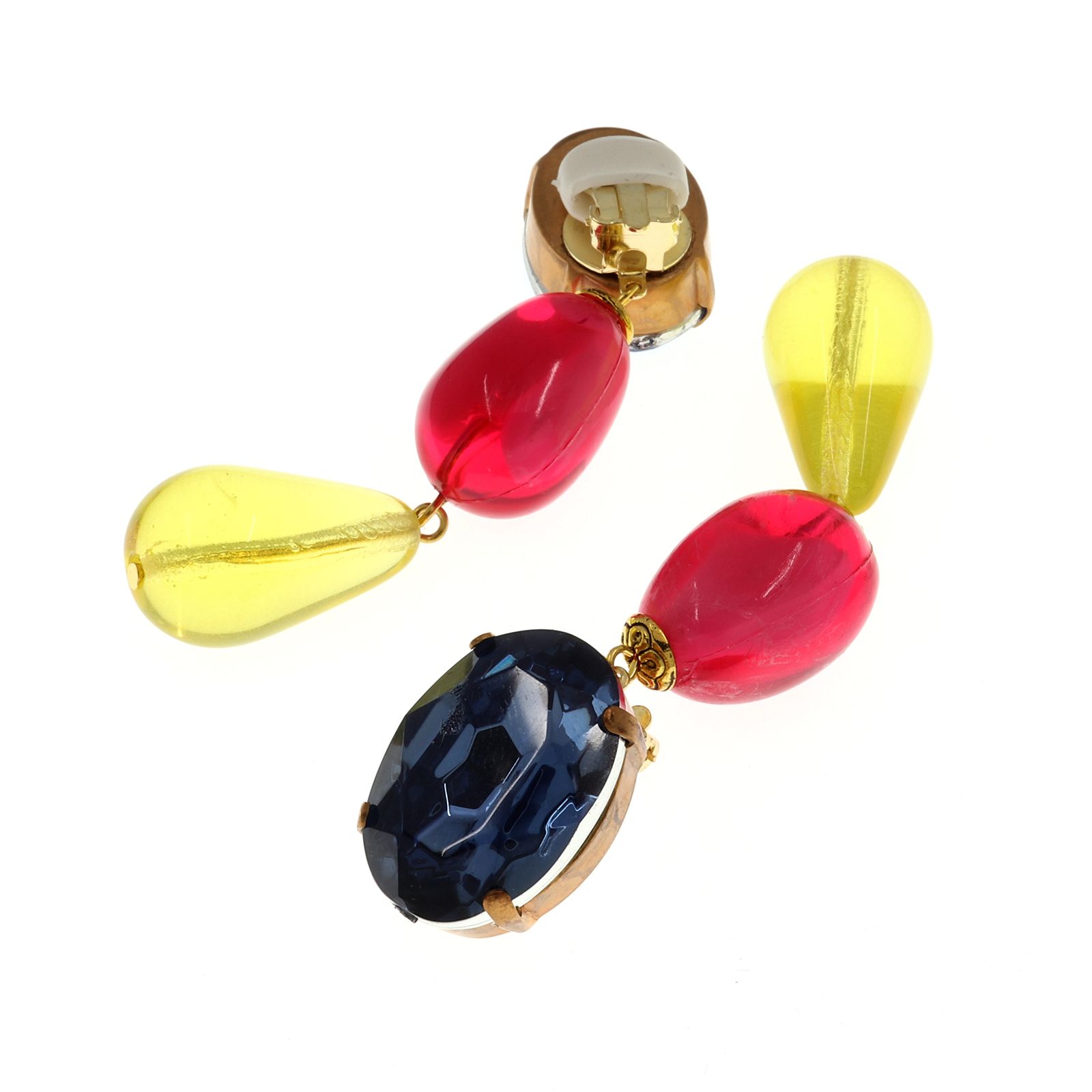 「カラフルドロップス」イヤリング イエロー×ピンク×ネイビー
