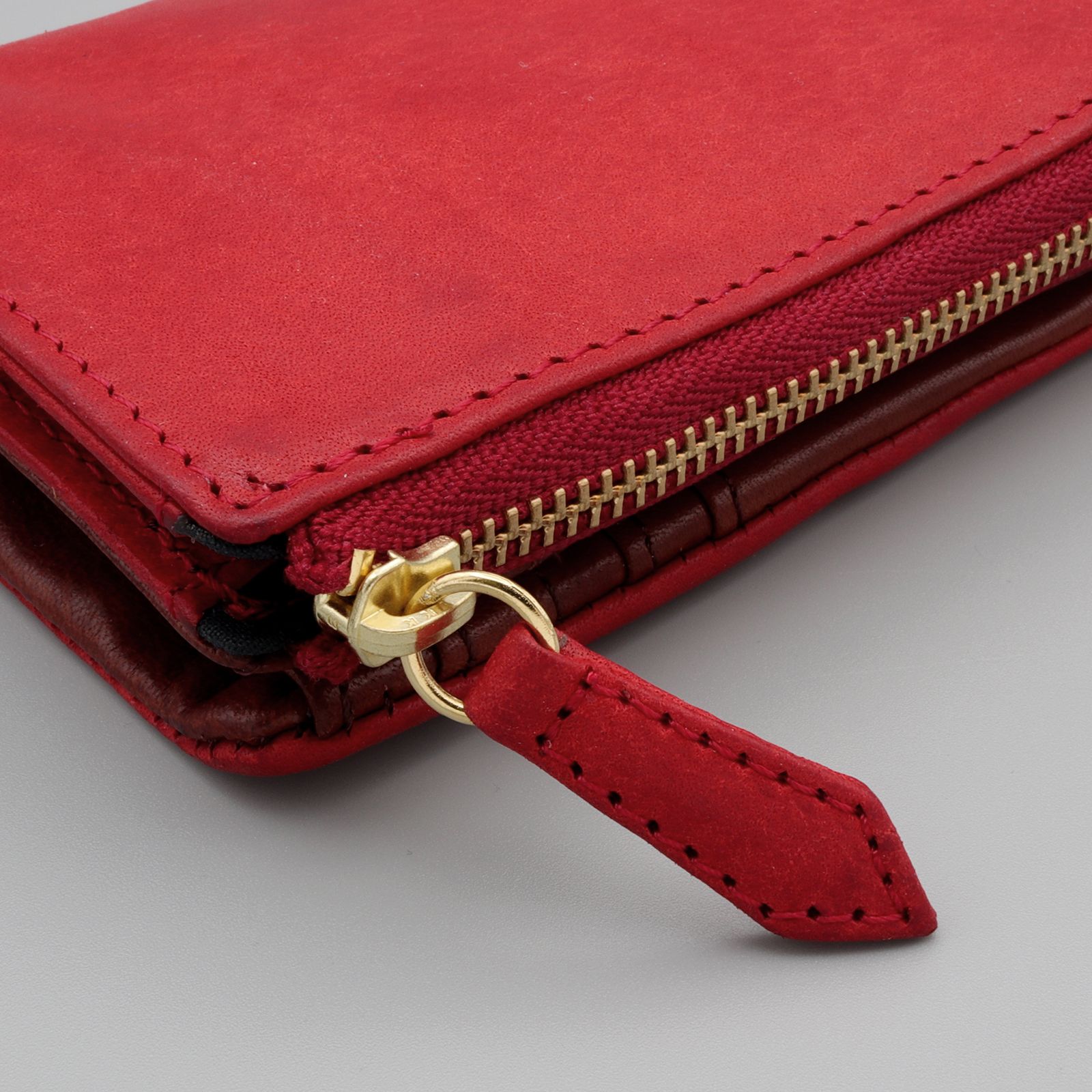 NELD - 「PUEBRO-F」袋縫いミドル財布 レッド | corne/コルネ