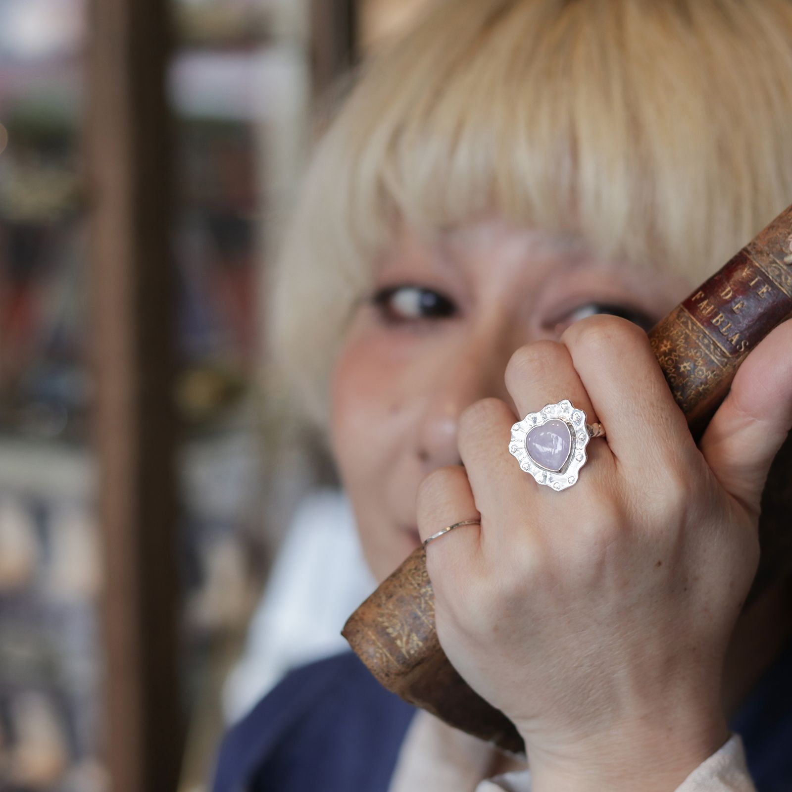「Lavender Jade Heart Ring」リング