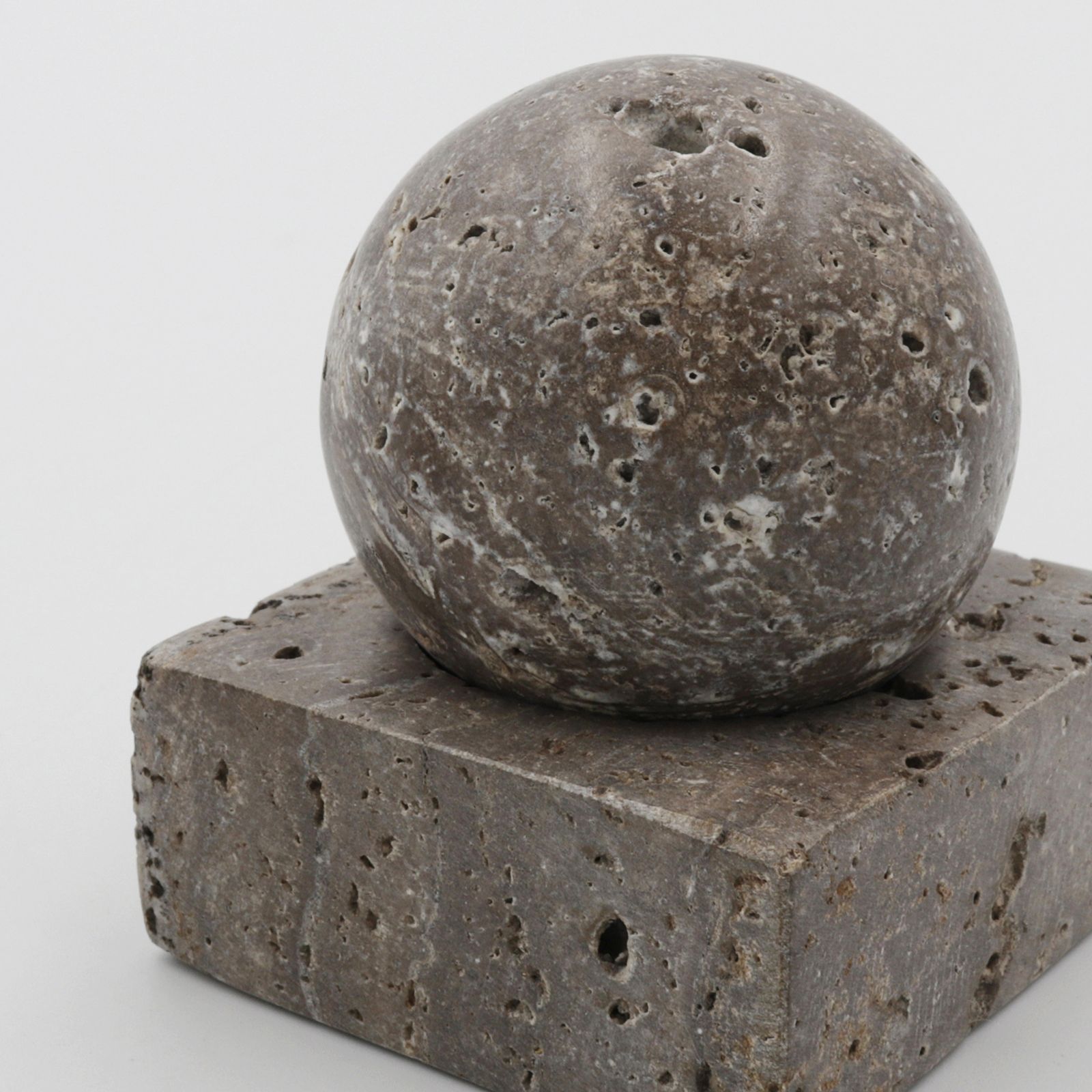 STONE INCENSE HOLDER Travertine Gray