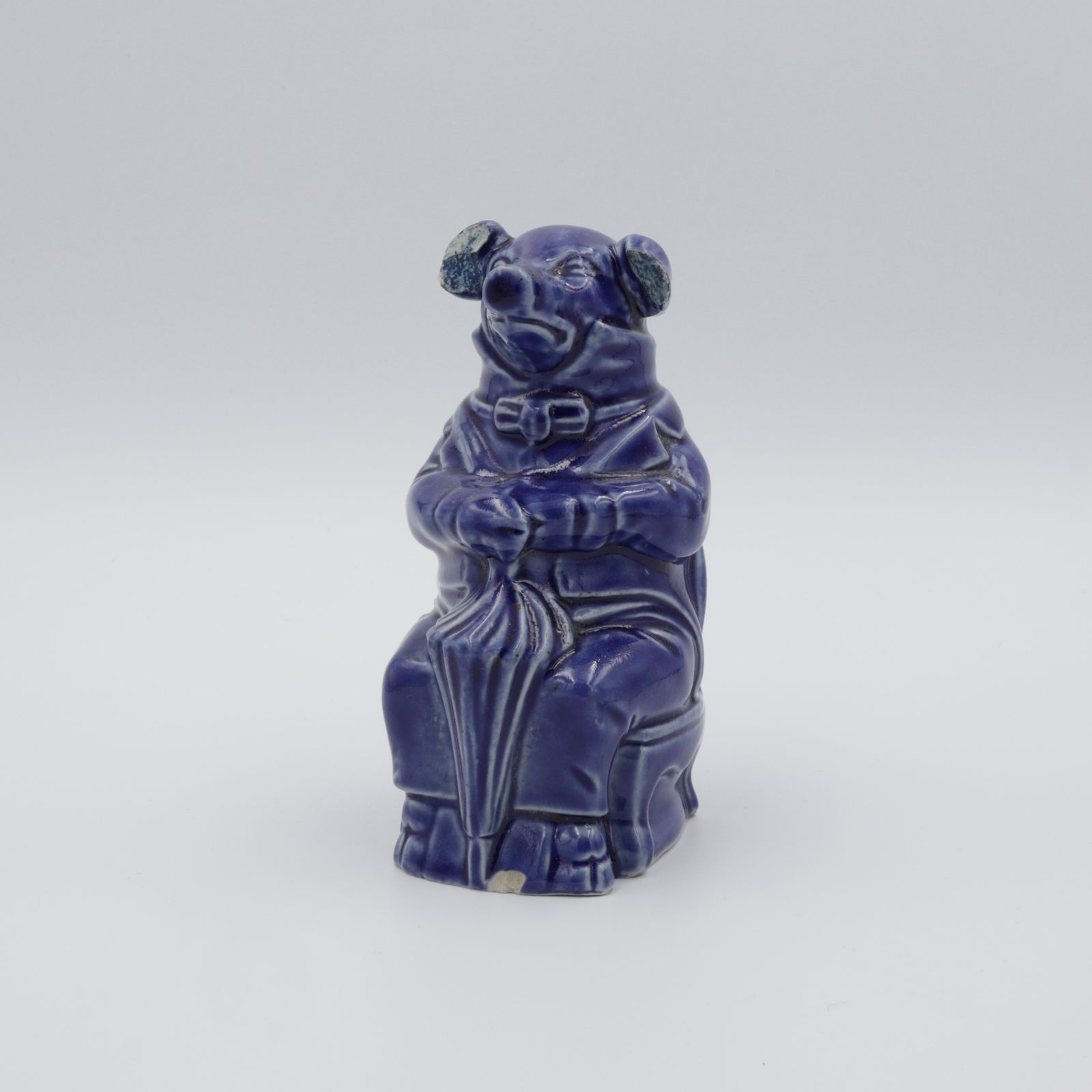 傘を持つブタの紳士ピギーバンク バルボティーヌ オンネー窯 ベルギー 1890-1910s