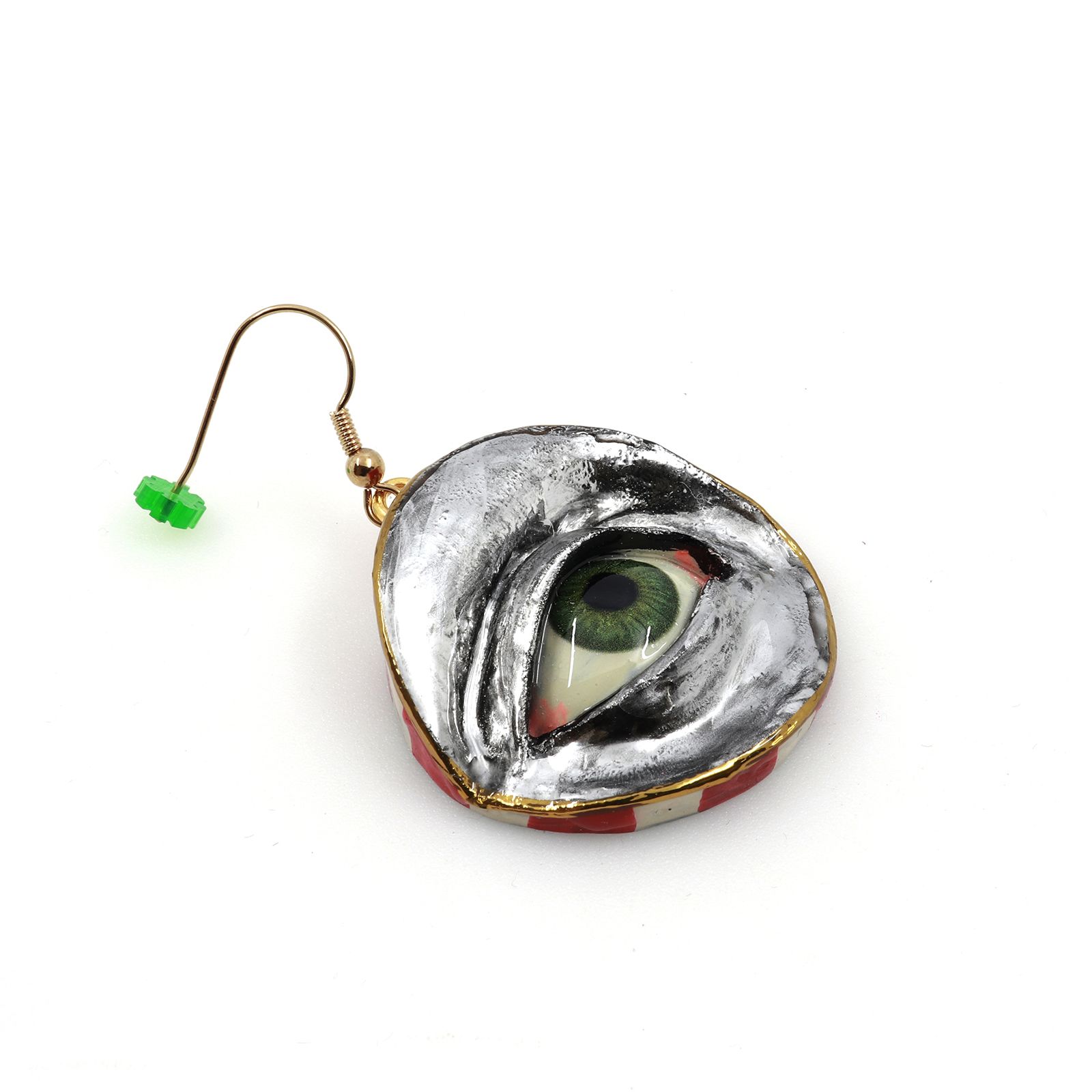 「目」ピアス（片耳） レッド×シルバーA