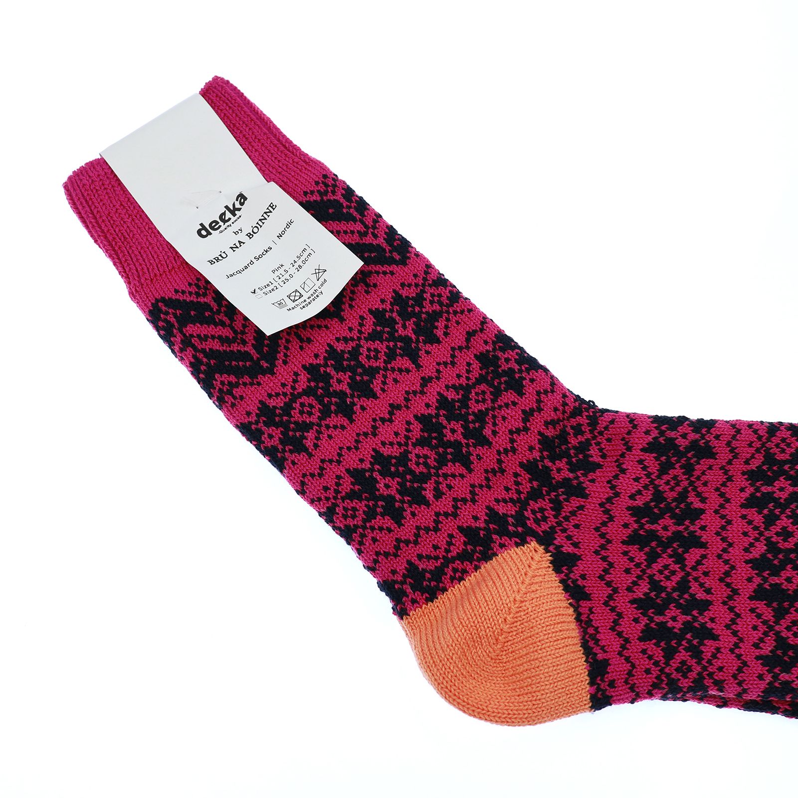 Jacquard Socks Nordic ピンク 靴下