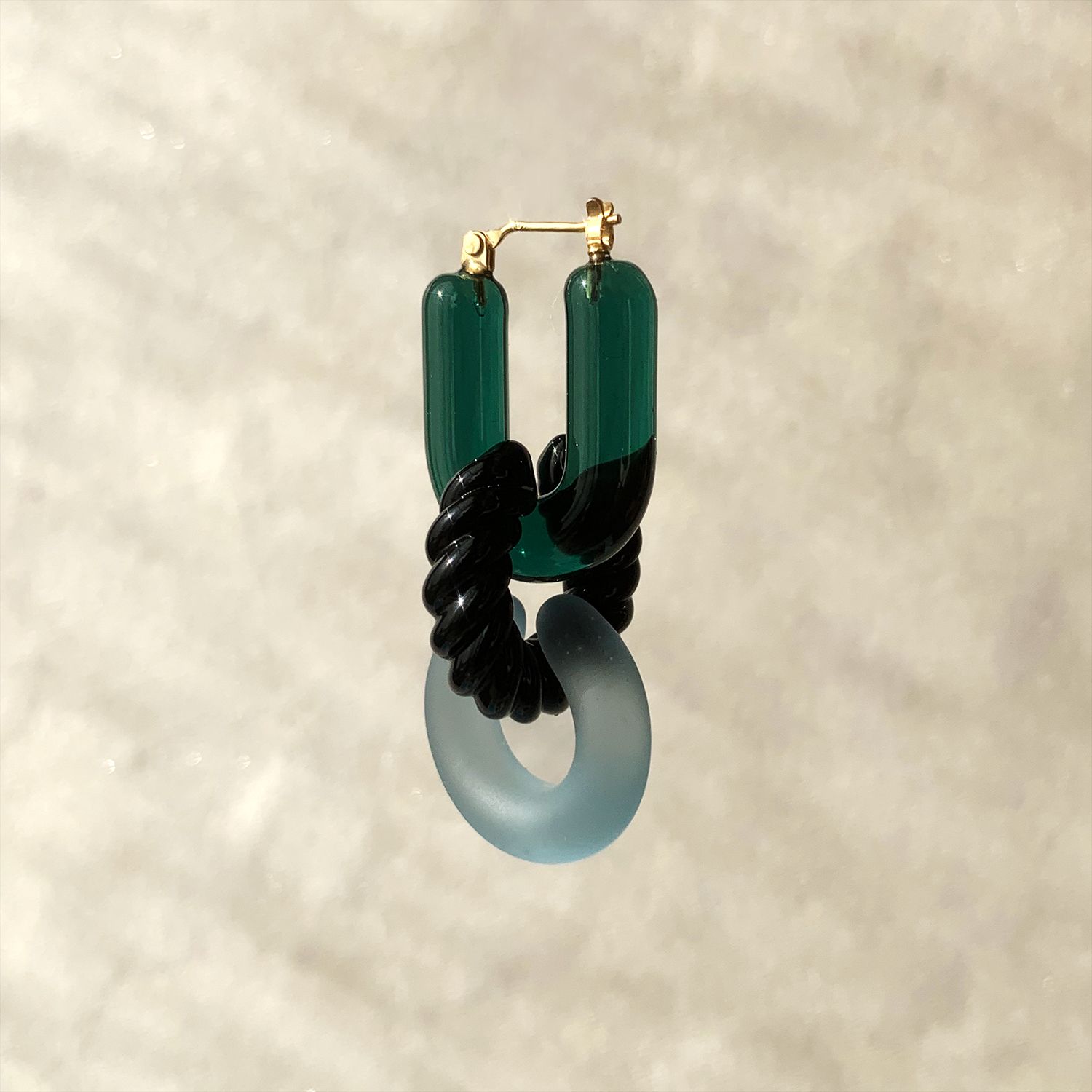 「Glass Hoop "U" Pierce」ピアス(片耳) ティールグリーン