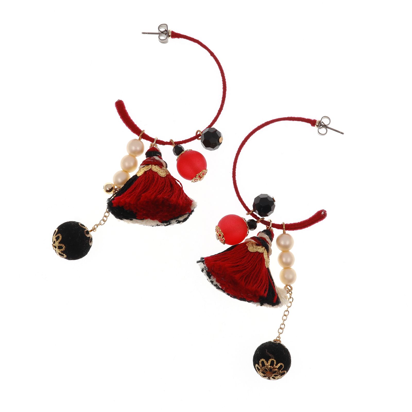 「Pamellah フープ」ピアス レッド【collection de couleurs de sachikoism】