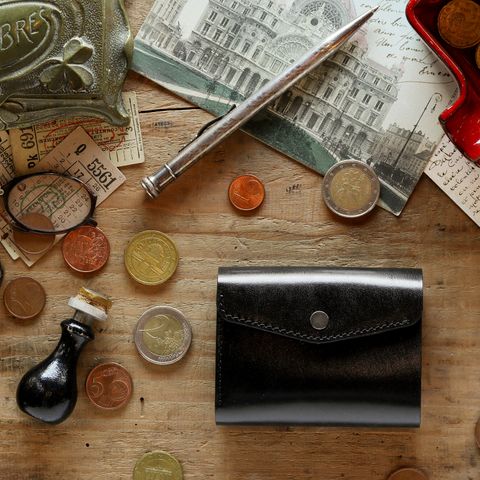 「三つ折りミニ財布PALUMO Rugato ルガト」ブラック