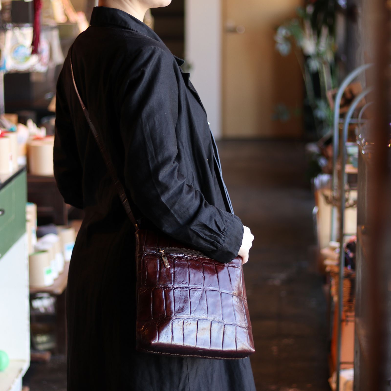 オールドオーストリッチ　鞄　高級【極美品】　ダークブラウン　和装　ビンテージ