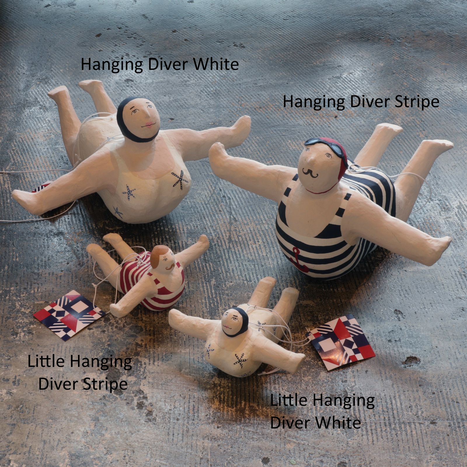 PAPIER MACHE LITTLE HANGING DIVER STRIPE 【BATELA】