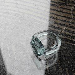 「Glass Square Ring」リング ライトブルー