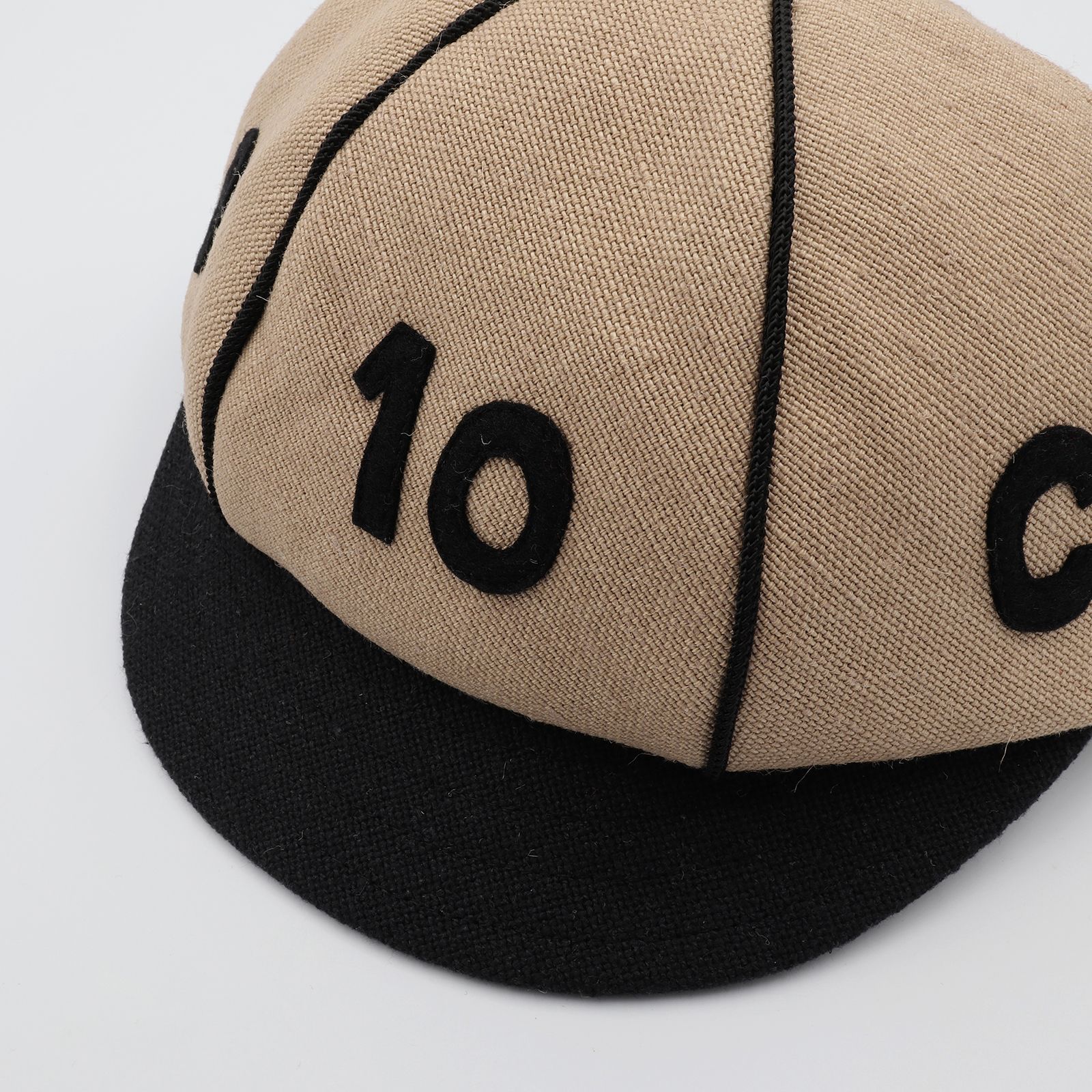 【送料無料対象外】アップリケキャップ ベージュ×ブラック