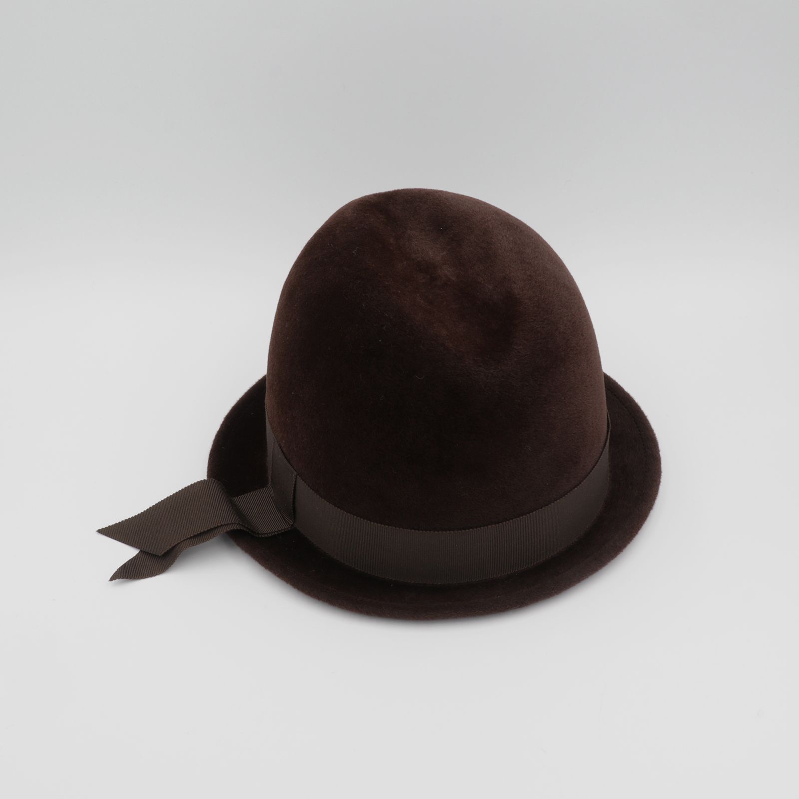 【送料無料対象外】サイドリボンハット ブラウン ベロア