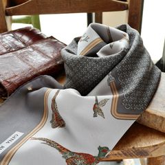 「フェザントライン」ヴィンテージスカーフ ヨーロッパ