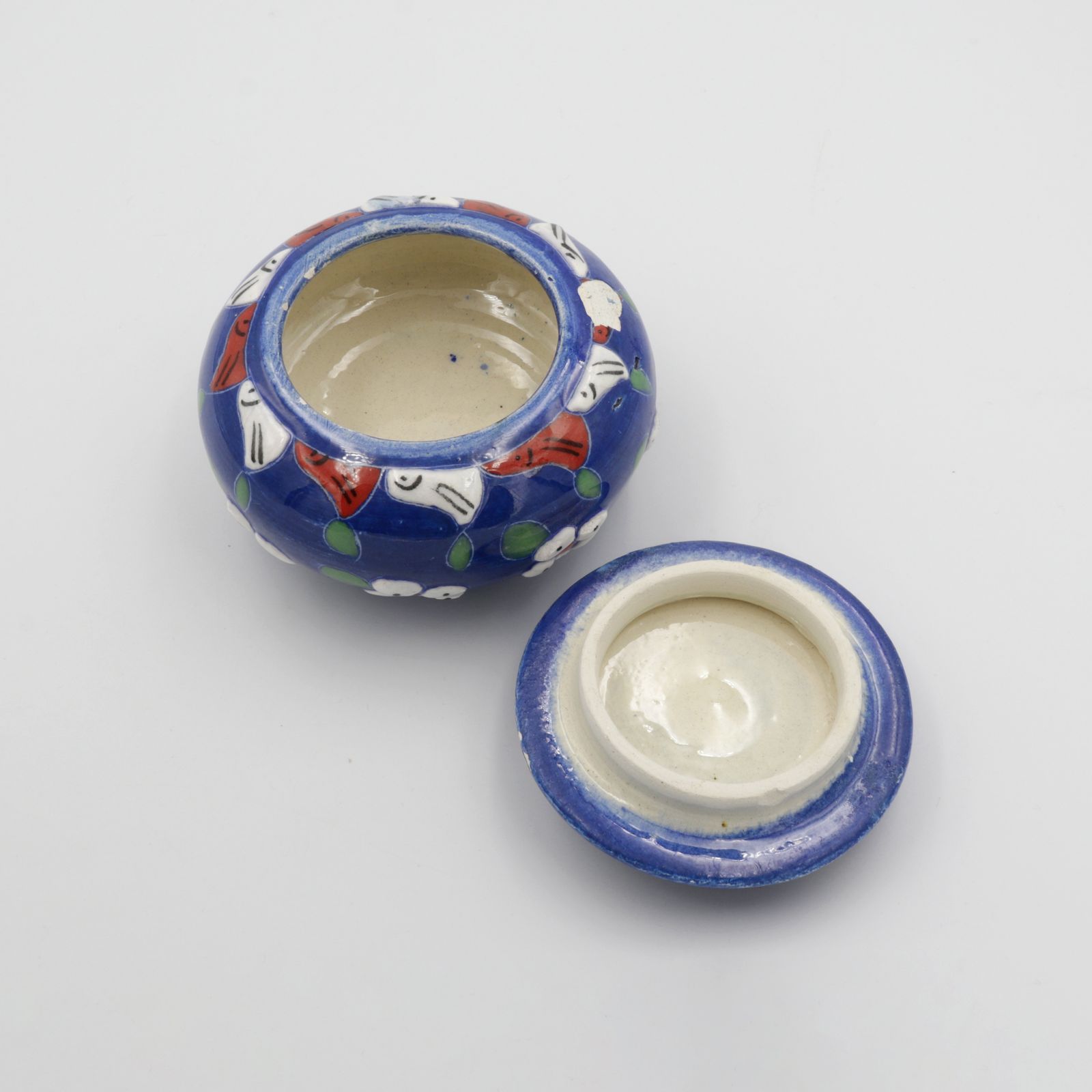 花柄のブルーポット 小物入れ フランス1950s-1960s