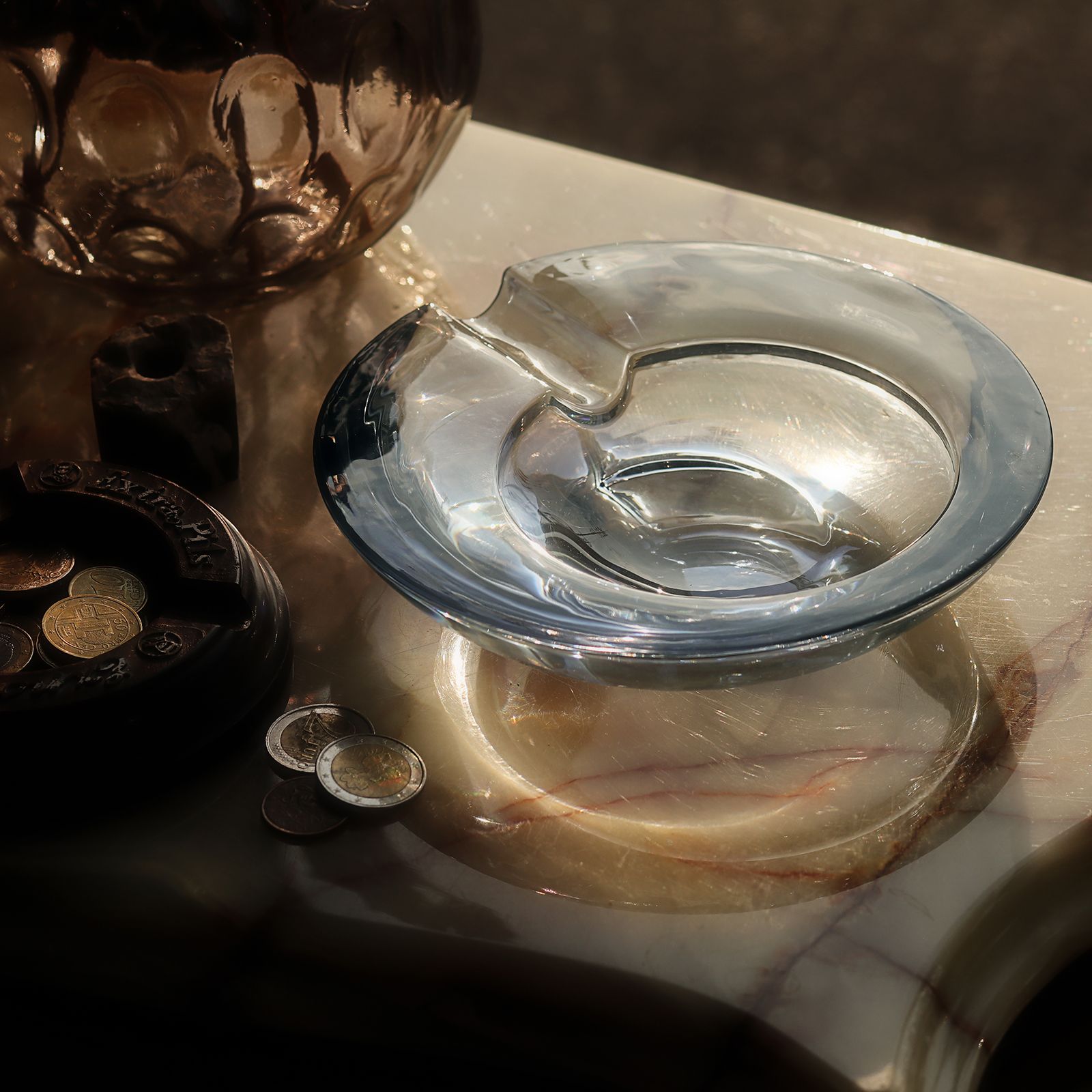 「GLASS ASHTRAY Large」ブルー