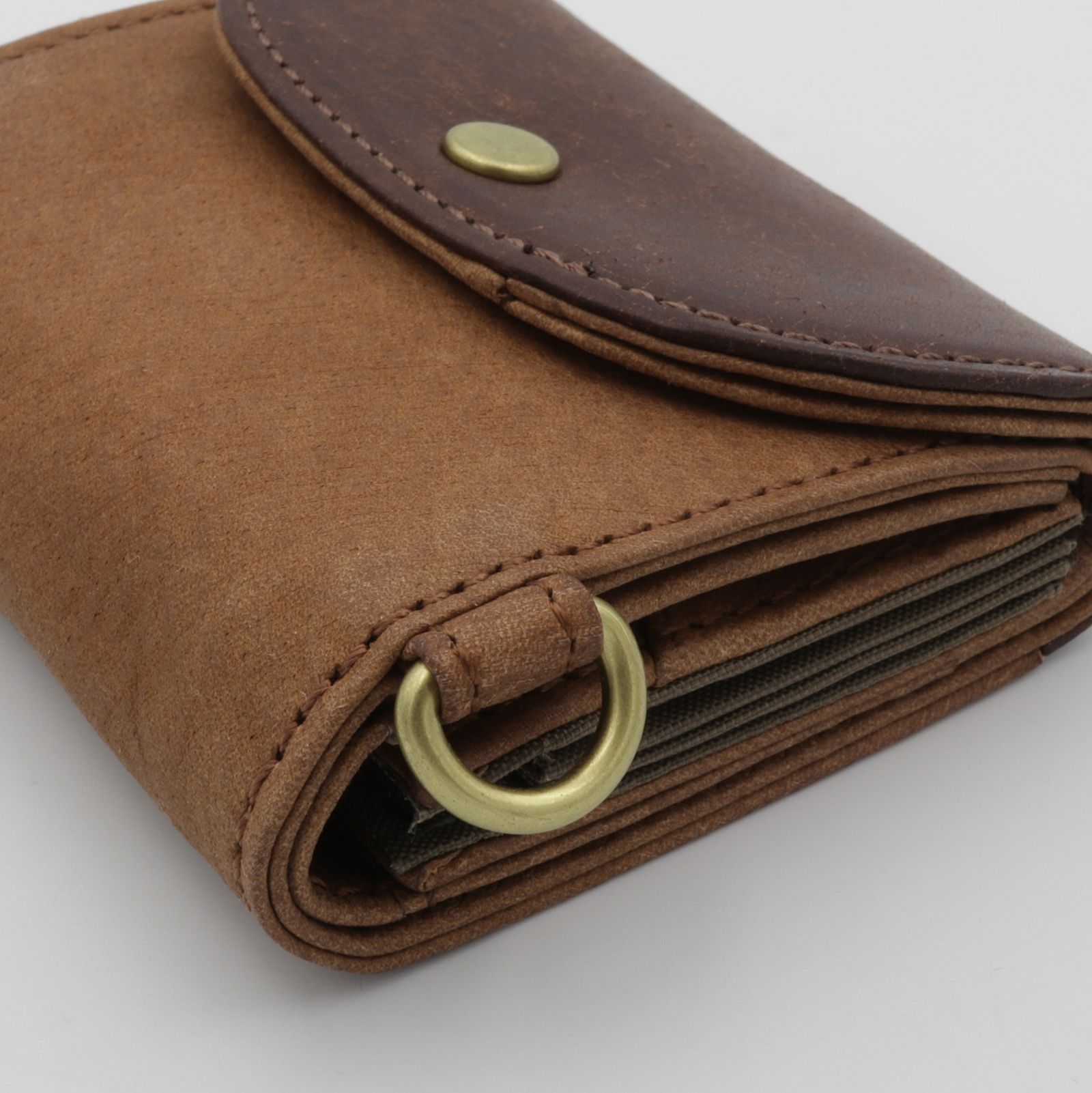 「PUFU」コンパクト財布 キャメル