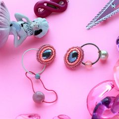 「Oval」ピアス ピンク【collection de couleurs de sachikoism】