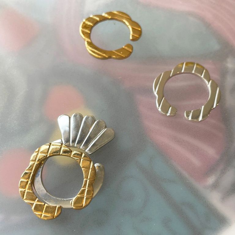 「FLOWER COMB RING&CUFF」リング/イヤーカフ シルバー