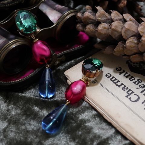 「カラフルドロップス」イヤリング ブルー×ピンク×グリーン