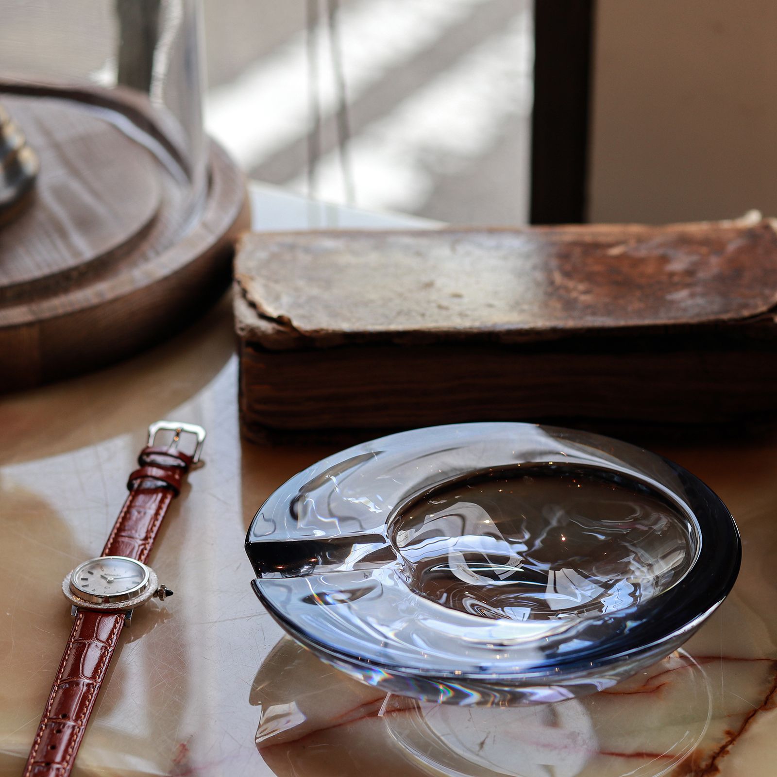 「GLASS ASHTRAY」ブルー